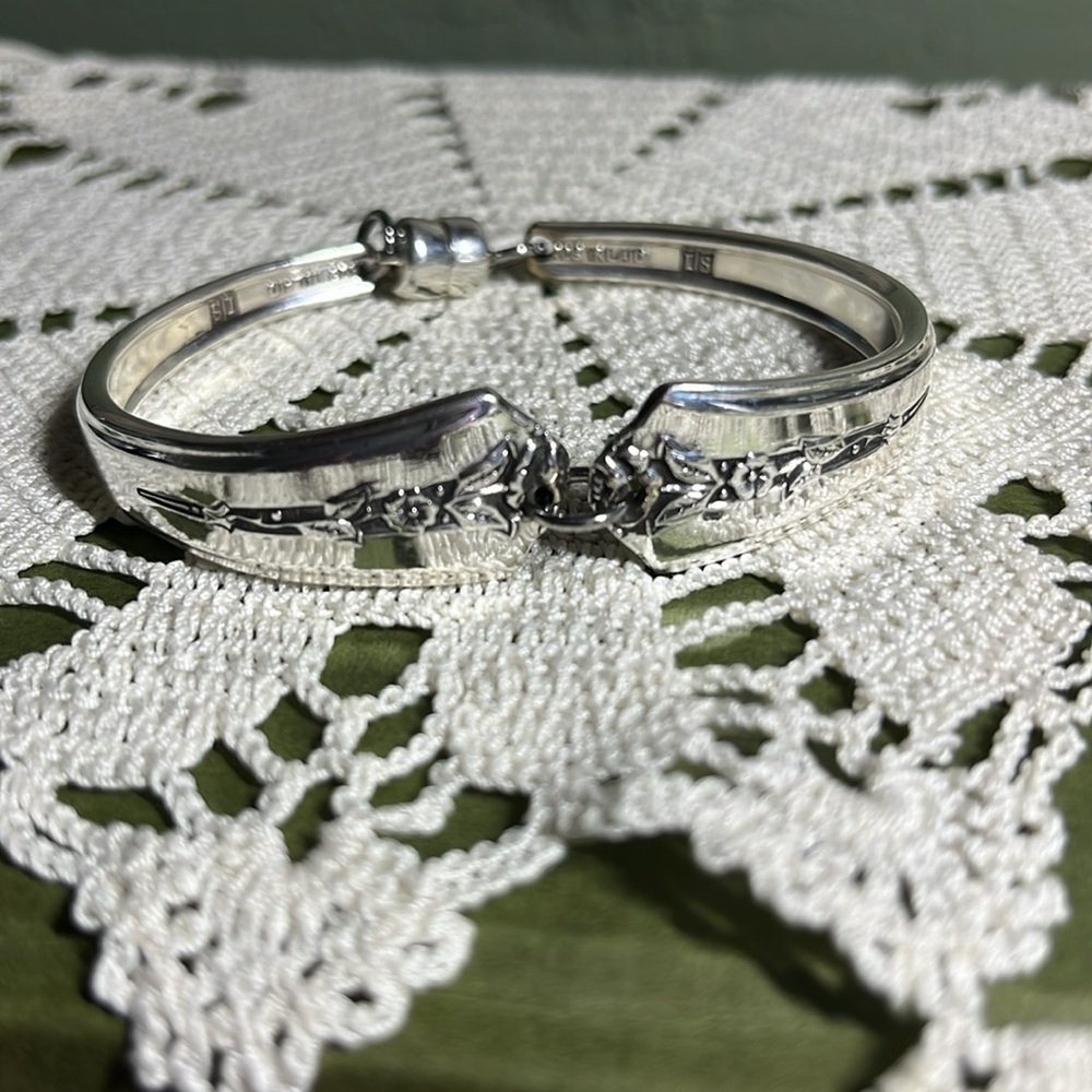 Artisan Bracelet Upcycled Vintage Spoon Silverplate Flatware Magnetic Clasp